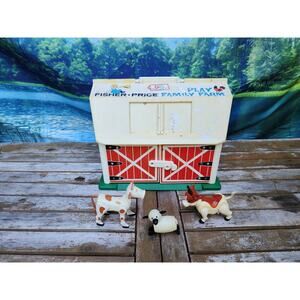 1969 Fisher Price Little People Family Play Farm Barn And Animals